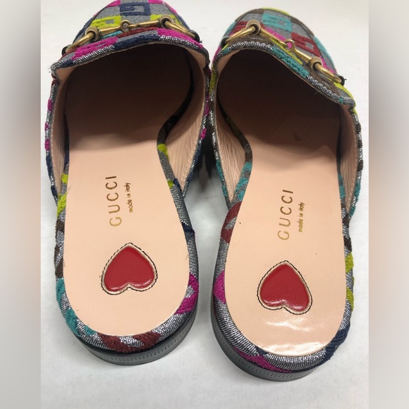 Gucci Princetown velvet multicolored monogram mules, NWOT - Picture 2 of 10